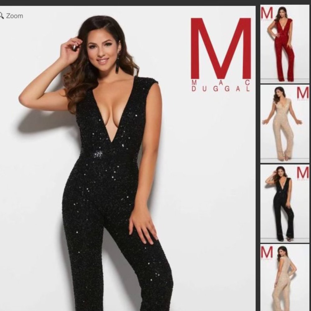 Mac Duggal Sequin Jumpsuit, size 2